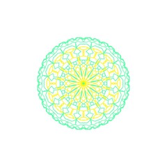 Abstract circular shapes. Mandalas with blue and yellow color. Floral ornaments.