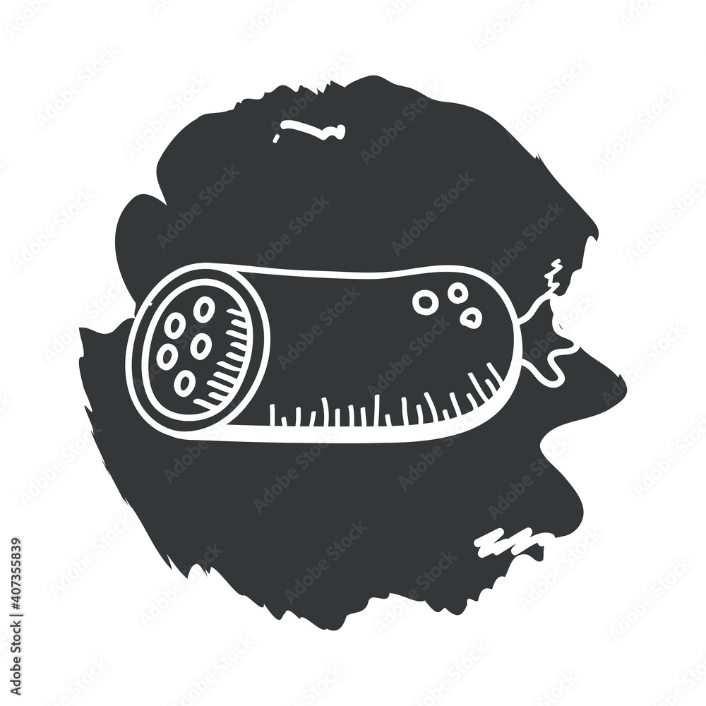 Poster sausage hand draw and block style icon vector design