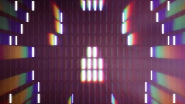 Modern Abstract Warm Colored Light Tube Wall Dancing Pattern Loop Background With Rays