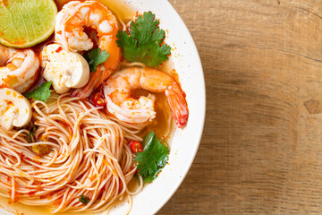 noodles with spicy soup and shrimps (Tom Yum Kung)