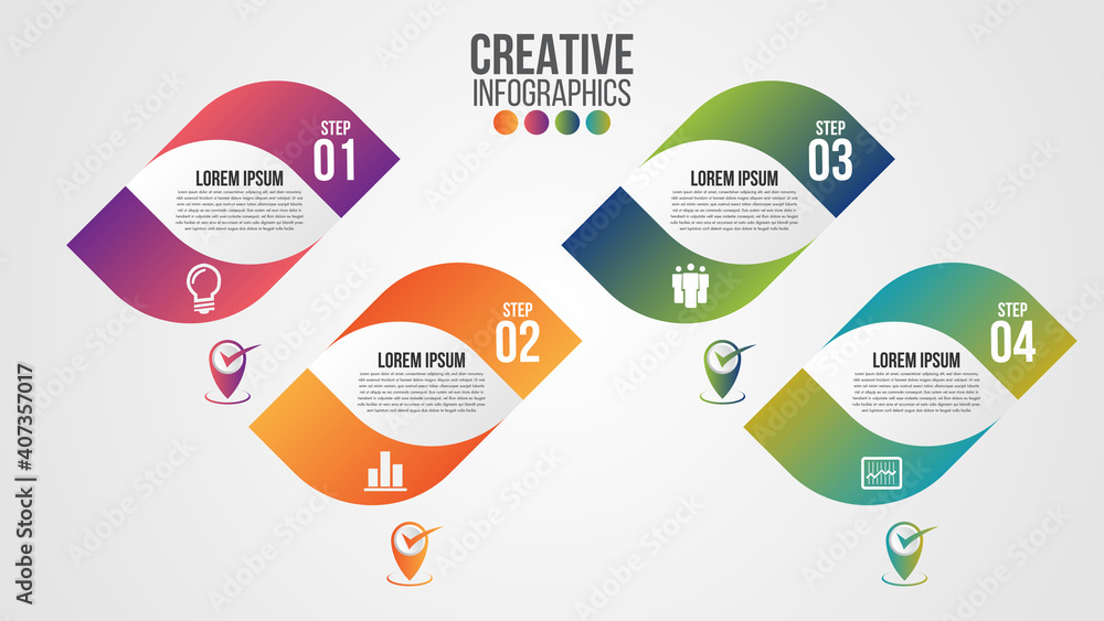 Poster infographic modern timeline design vector template for business with 4 steps or options illustrate a