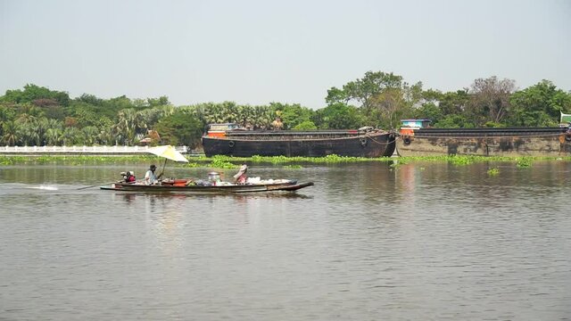 A small noodle boat that runs through the Chao Phraya River, Thailand.