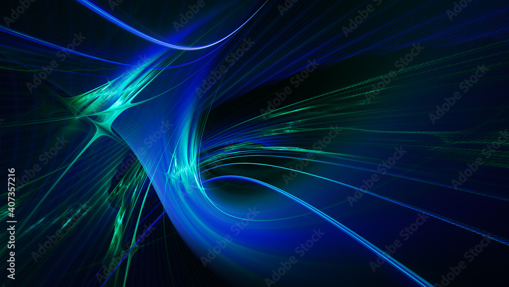 Poster Abstract digital technology background. Dynamic lines composition. Detailed generative fractal graphics.