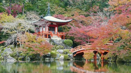 Daigo-ji temple with colorful maple trees in autumn at Kyoto,Japan
