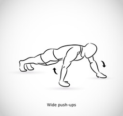 Type of exercise - illustration vector - wide push ups