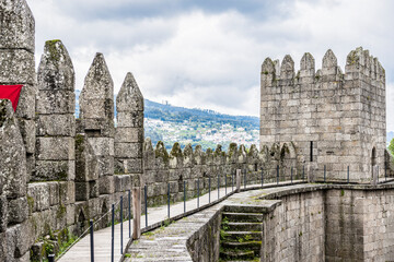 On the wall of the Castle of Guimaraes, Portugal, built in the 11th century
