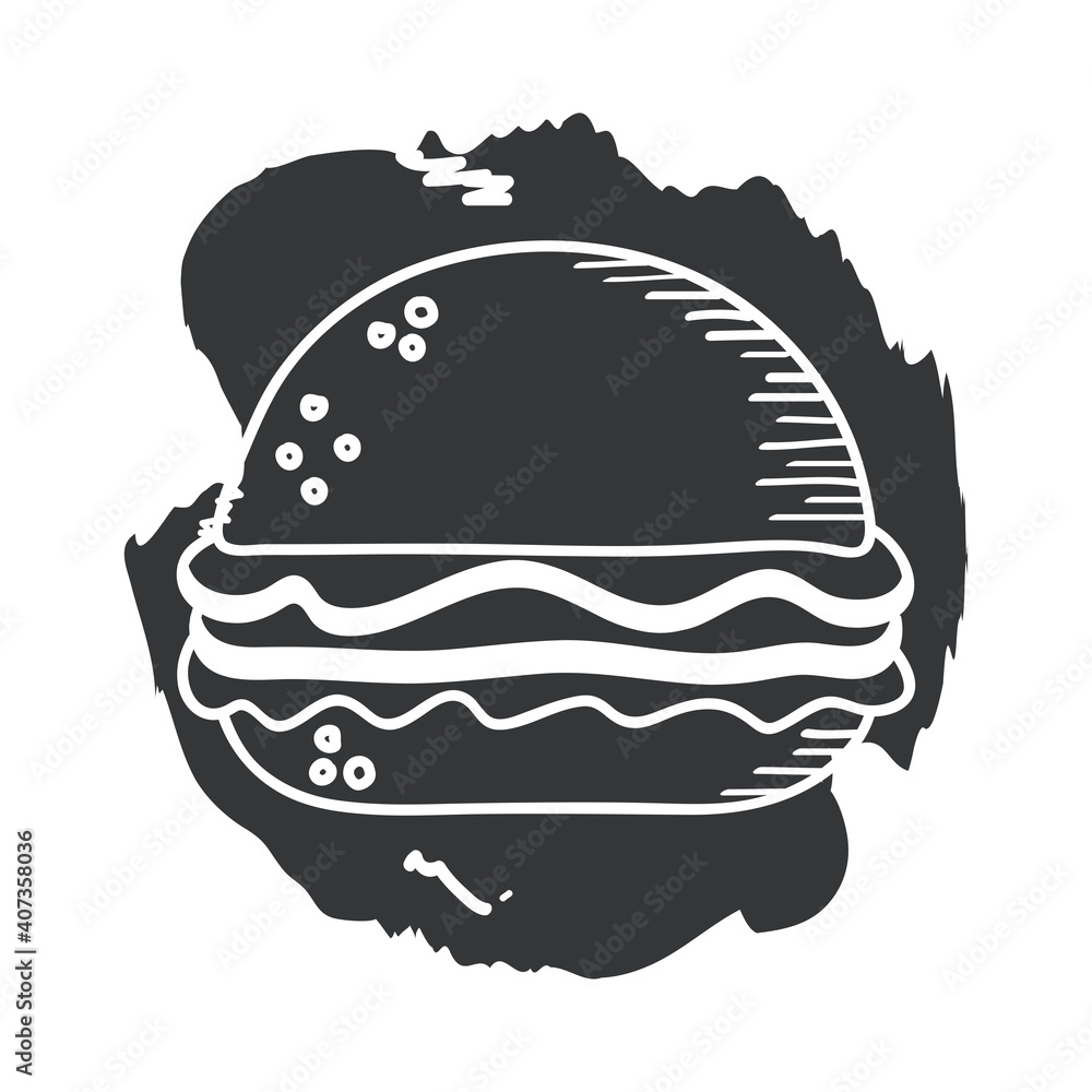 Wall mural hamburger hand draw and block style icon vector design