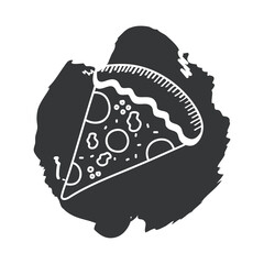 pizza hand draw and block style icon vector design