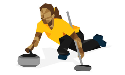 Obraz premium Curling sport player vector silhouette