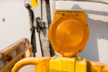 Yellow caution light at street