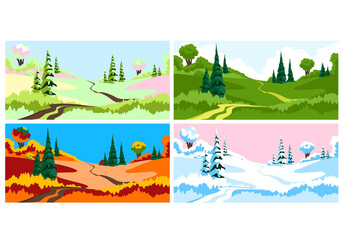 times of the year. seasons. vector set of illustrations with the seasons of the year