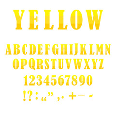 Retro cartoon yellow alphabet. Light style background. Template set. Stock image. E