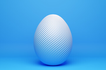 Fototapeta na wymiar 3d illustration of a hen's egg painted in blue colors in the form of waves. Easter eggs