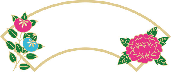 和風　扇形のフレーム　テンプレート　ひな祭り