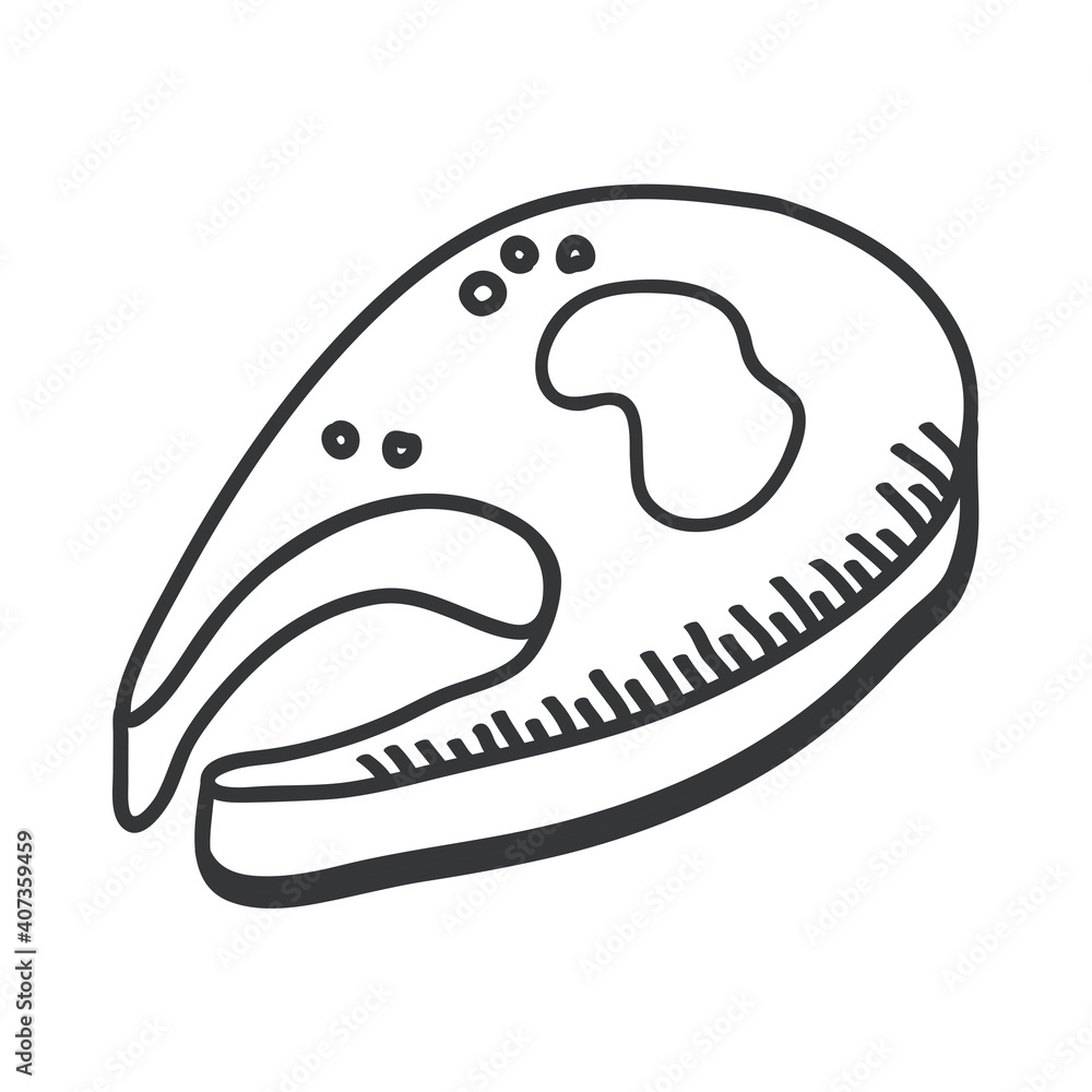 Poster meat hand draw and line style icon isolated vector design
