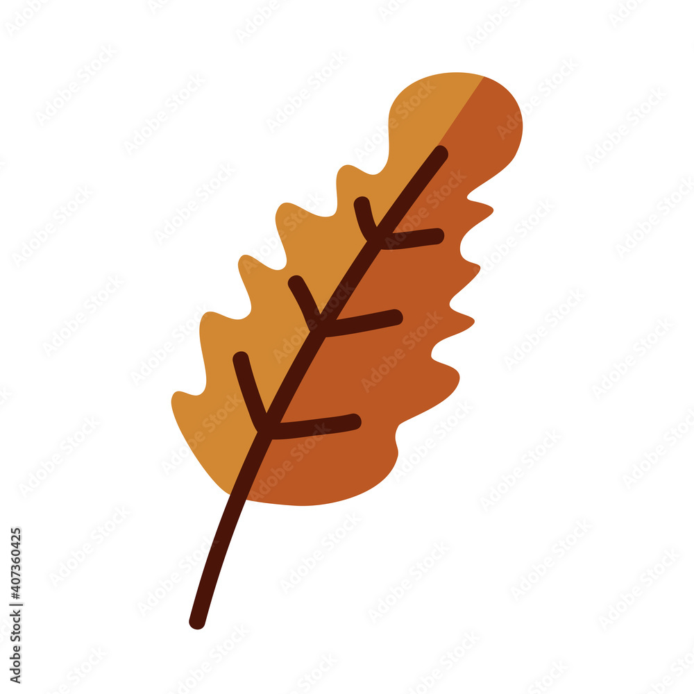 Sticker autumn season leaf line and fill style symbol isolated vector design