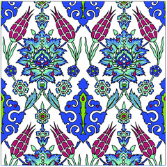 Traditional Turkish ornament seamless for your design. Floral Ornamental pattern. Iznik . Vector.