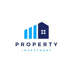 house bar chart property investment logo vector icon illustration