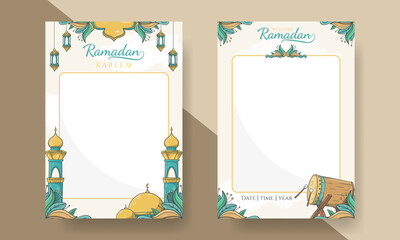 Ramadan Kareem poster with Hand drawn Islamic ornament