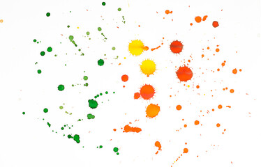 water color colorful splashes spots on white background