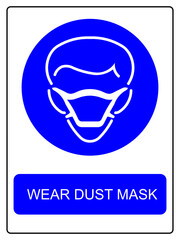 Wear dust mask vector sign isolated on white background, face protection safety symbol