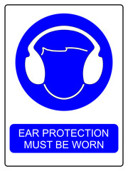 Wear ear muff vector sign isolated on white background, ear protection safety symbol