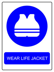 Wear Life jacket vector sign isolated on white background, Life protection safety symbol