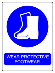 Wear safety boots vector sign isolated on white background, foot protection safety symbol