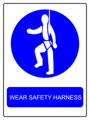 Wear safety harness vector sign isolated on white background, protection safety symbol