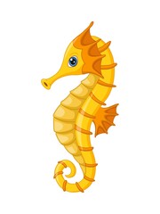 Cartoon seahorse on white background