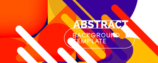 Flat geometric round shapes and dynamic lines, abstract background. Vector illustration for placards, brochures, posters and banners