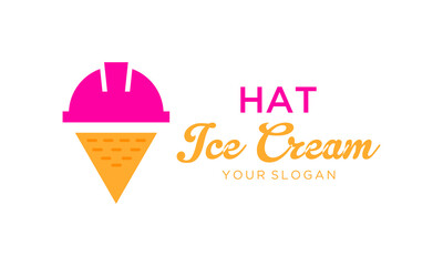 combination logo template illustration of building hat and ice cream vector graphics.