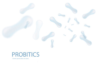 Probiotics Bacteria Vector illustration. Biology, Science background. Microscopic bacteria closeup.