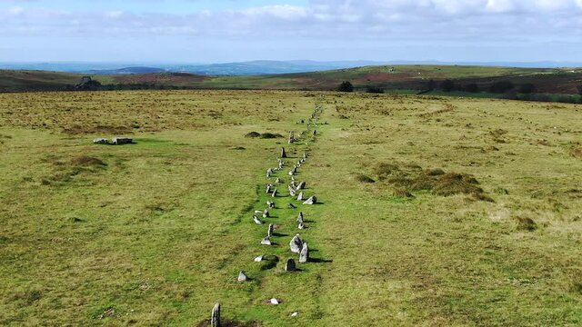 Merrivale Megalithic standing stones, Dartmoor National Park, Devon, England