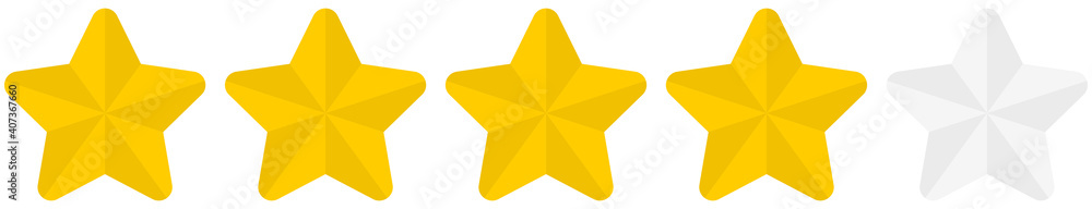 Poster flat golden rounded 4 star rating symbol isolated on a white background. vector illustration.