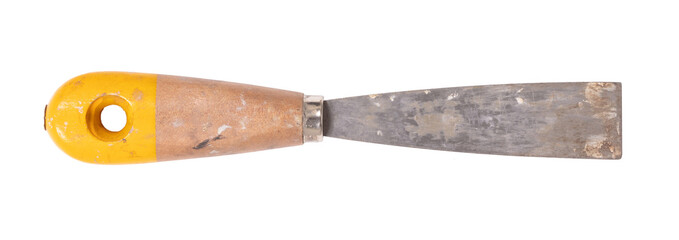 Old used putty knife isolated