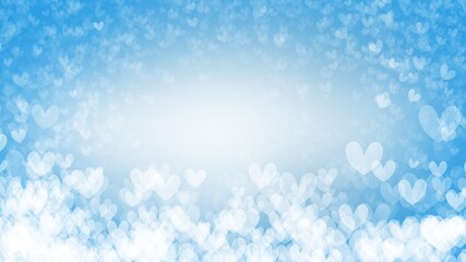 Abstract Backgrounds white hart bokeh on Blue background in valentine 's day