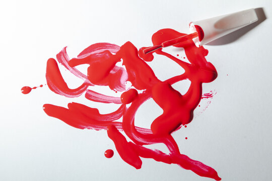 Abstract Red Drawing On White Background