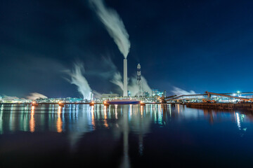 Photograph of the factory night view in Shikokuchuo City, Ehime Prefecture