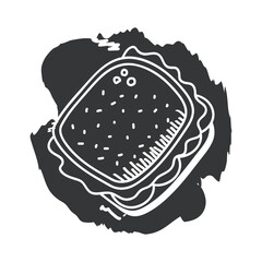 sandwich hand draw and block style icon vector design