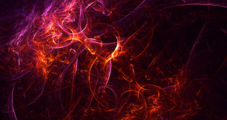 3D rendering abstract multicolor fractal light background