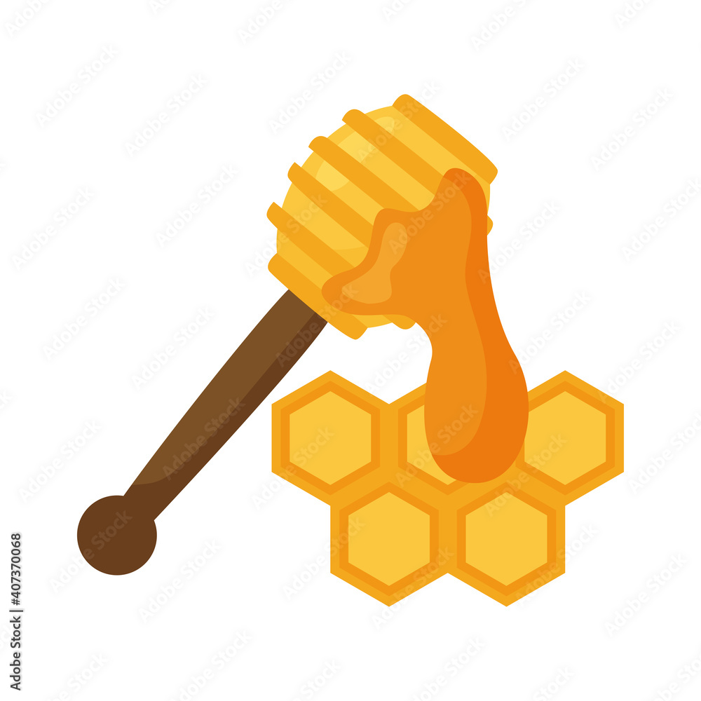Poster honey comb with stick vector design