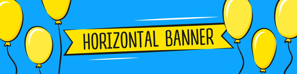 Funny gorizontal banner with balloons. Vector illustration