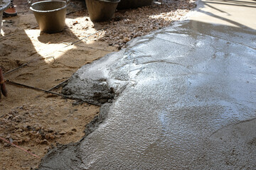 Poured and plaster cement floor before install tiling
