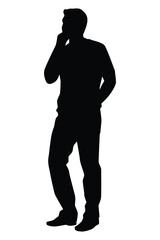 Handsome man silhouette vector on white background