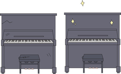 古いピアノと新しいピアノ