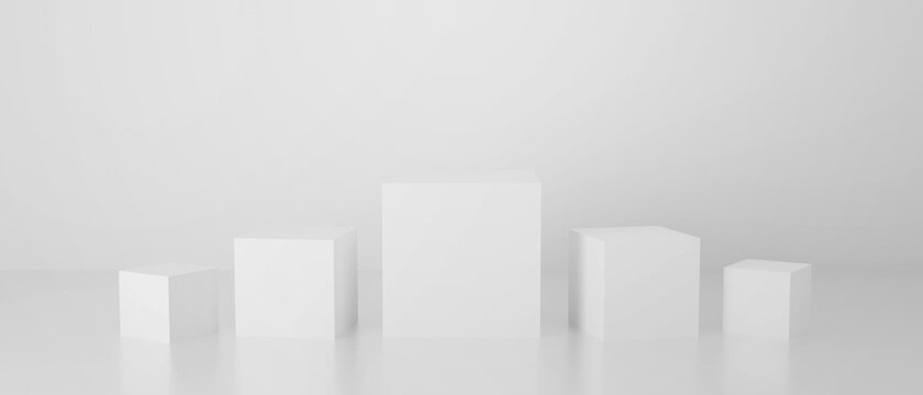 3d render of abstract white cube for product display podium.