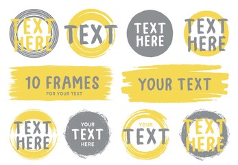 Naklejka premium Trendy round abstract backgrounds and frame for text. High detail calligraphic brush strokes of ink, paint