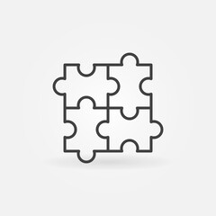 Puzzle outline vector concept minimal icon or design element