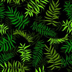 Naklejka na ściany i meble Seamless green leaves. Tropical background. Print for web, fabric and wrapping paper.